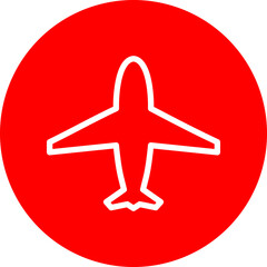 Airplane Vector Line White Circle Red