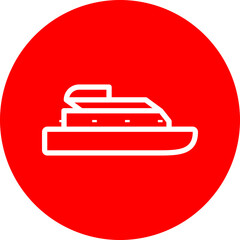 Cruise ship Vector Line White Circle Red