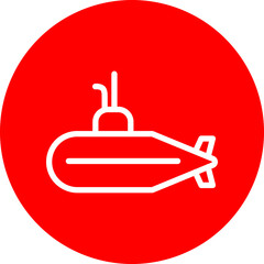 Submarine Vector Line White Circle Red
