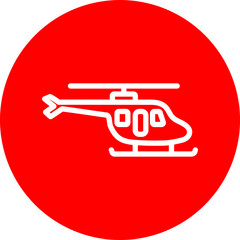 Helicopter Vector Line White Circle Red