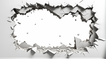 Obraz premium Hole breaking through white wall, cut out 