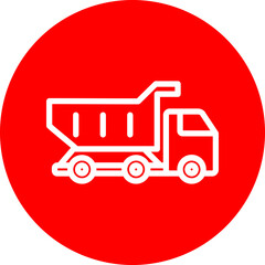 Dump truck Vector Line White Circle Red