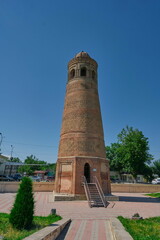 The ancient minaret built in the 11th-12th centuries in the city of Uzgen, Kyrgyzstan