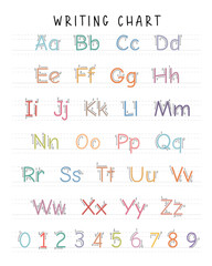Tracing Letters and Numbers: Educational Poster for Children with Soft-Colored Letters