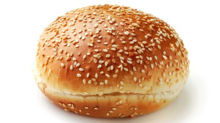 Fototapeta premium Burger bun with sesame seeds on white background with clipping path