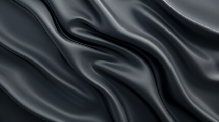 Obraz premium High-resolution abstract art in dark tones, smooth lines on a black background, silk texture, vertical composition, highly detailed dark black fabric, high contrast