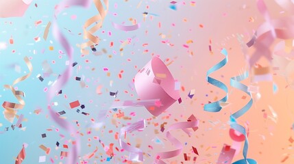 Colorful Confetti and Streamers in a Festive Celebration Background