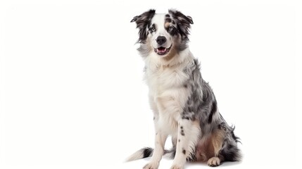 Fototapeta premium blue merle border collie sitting on a white background