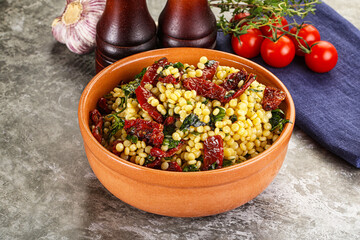 Vegetarian Pasta ptitim with vegetables