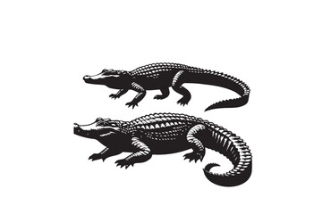 Fototapeta premium vector silhouette illustration of crocodile on white background