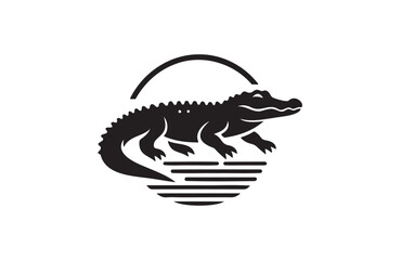 Fototapeta premium vector silhouette illustration of crocodile on white background