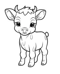 Obraz premium Cute cow cartoon coloring page illustration vector. For kids coloring book. cute cow colouring book image cartoon