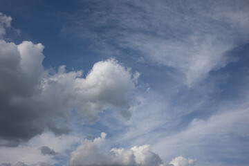 Blue sky. Beautiful Cumulus clouds flying across the sky,
