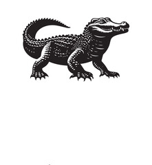 Obraz premium vector silhouette illustration of crocodile on white background