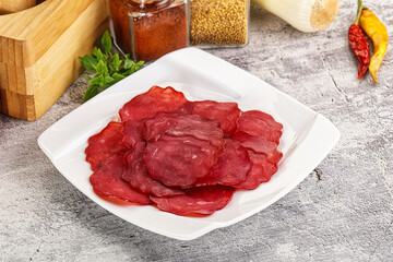 Smoked beef meat - Pastrami slices