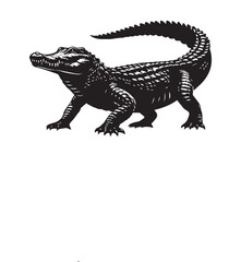 Obraz premium vector silhouette illustration of crocodile on white background