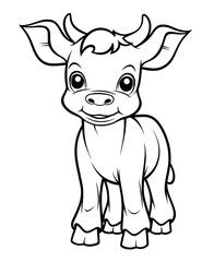 Fototapeta premium Cute cow cartoon coloring page illustration vector. For kids coloring book. cute cow colouring book image cartoon