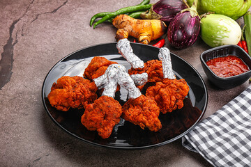 Indian cuisine glazed chicken lollipop