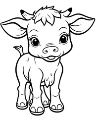 Obraz premium Cute cow cartoon coloring page illustration vector. For kids coloring book. cute cow colouring book image cartoon