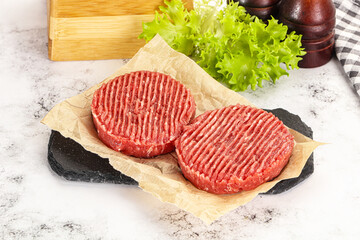Raw beef  burger cutlet for grill