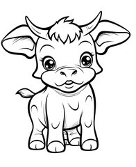 Cute cow cartoon coloring page illustration vector. For kids coloring book. cute cow colouring book image cartoon