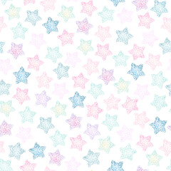 Watercolor pastel star seamless pattern vector. Brush stroke stars on white background. Beautiful design for fabric, textile, sweet dress, skirt, kid cloth, wrapping paper, card, decor, print, banner.