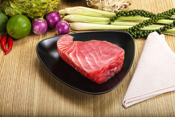 Raw fresh tuna steak for grill