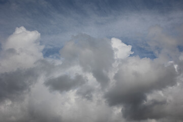 Blue sky. Beautiful Cumulus clouds flying across the sky,