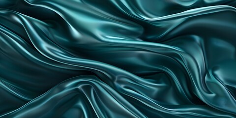 Obraz premium Silky Waves in Dark Blue and Green: Luxury Fabric Art
