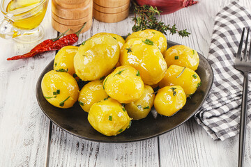 Hot boiled baby potato with oil