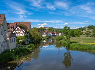 Fototapeta premium Old town of Harburg at the river Wörnitz
