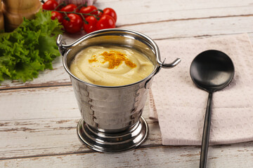 Gourmet cheese soup in the bowl