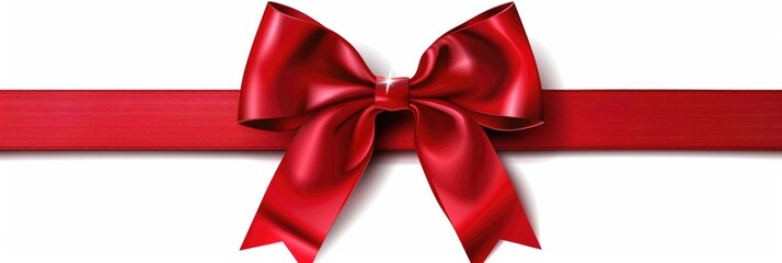 Christmas Red Ribbon. Realistic Red Bow and Ribbon for Gifts and Decorations