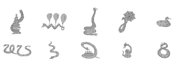 black and white drawing of a snake with vector new