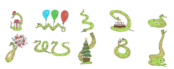 selection of characters snakes cartoon different