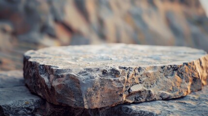 Fototapeta premium Large Flat Rock Platform in a Rocky Outcropping at Sunset