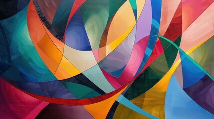 Obraz premium Vibrant Abstract Geometric Shapes with Dynamic Lines | Colorful Graphic Design Background