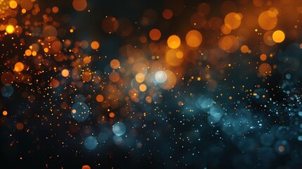 Fototapeta premium Ethereal Glowing Particles in Dark Space - Abstract Futuristic Background with Floating Dust Specles, Mystical Light Beams