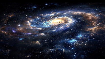 Fototapeta premium Cosmic Symphony: Swirling Galaxy with Luminous Stars and Nebulae