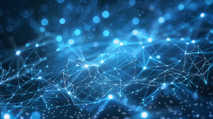Fototapeta premium Network of blue connections on a digital background with sparkles