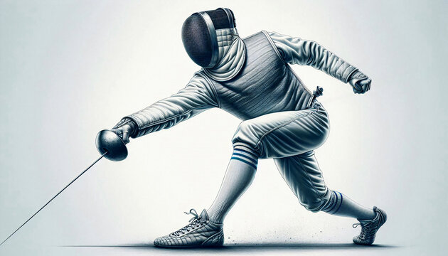 Fechtsportler in Aktion, copy space