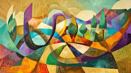 Fototapeta premium Dreamy Abstraction: Surreal Elements in Abstract Landscape Design