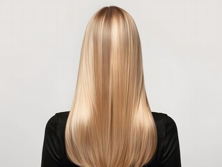 Naklejka premium Blonde Woman with Straight Hair on White Background