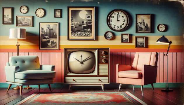 Vintage Wohnraum im Stil der 50er, 60er Jahre, retro