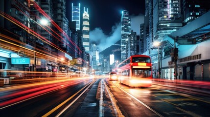 Obraz premium Futuristic blurred highway illuminated motion in metropolitan city
