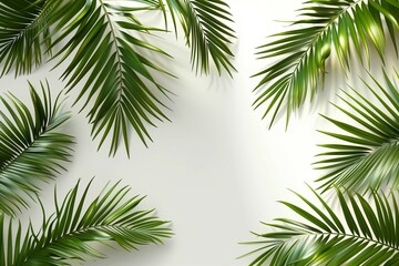 Obraz premium Зalm branches in the corners, tropical plant decoration elements