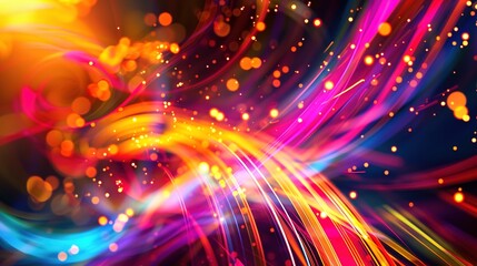 Obraz premium Vivid Abstract Lights in Dynamic Motion - Colorful Streaks and Bright Hues Illuminating the Dark