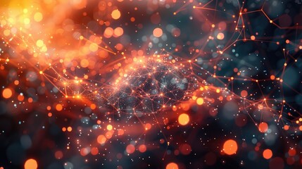 Obraz premium Technological Symphony - Abstract AI Data Flow with Neural Connections and Vivid Ultradetail in 4K Resolution, Generative AI