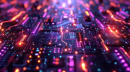 Obraz premium Unleashing the Future: Vibrant Abstract AI Shapes and Circuits in Ultradetail 4K Resolution, Generative AI