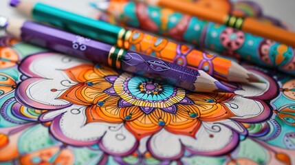 Obraz premium Vibrant Mandala Magic: Abstract Sketched Designs with Intricate Patterns and Rich Colors